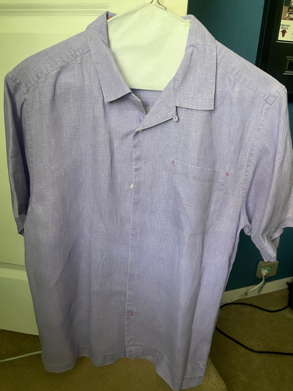 Tommy Bahama Lavender Short-Sleeve Button-Down Shirt! Size Medium